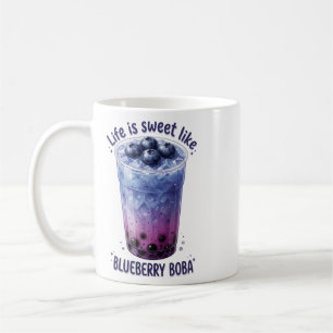 Caneca De Café A Vida é Doce Como Boba de Mirtilo