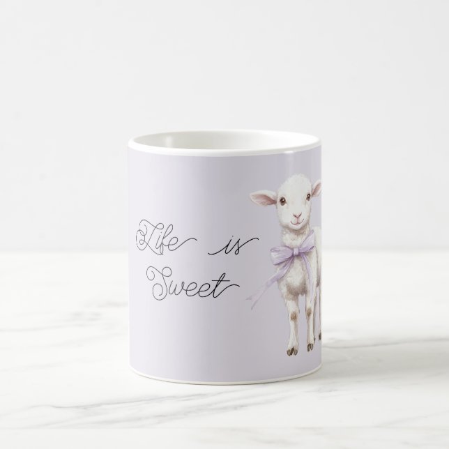 Caneca De Café A Vida é Doce Lavanda Arco Cordeiro Feliz (Centro)