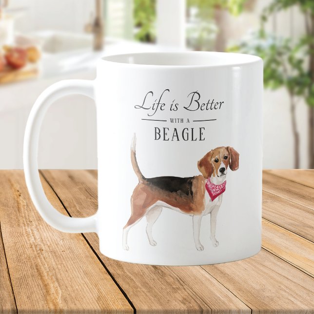 Caneca De Café A vida é melhor Beagle (Criador carregado)