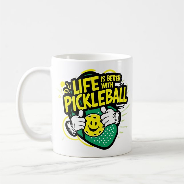 Caneca De Café A vida é melhor com a picleball (Esquerda)