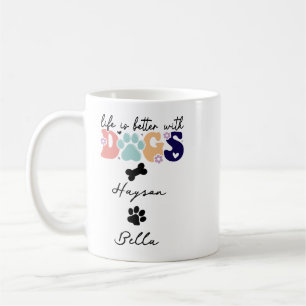 Caneca De Café A Vida é Melhor Com Cachorrinhos Cachorro Fofo Ama