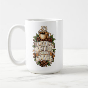 Caneca De Café A Vida é Melhor Com Café Vintage Amante de Café