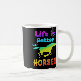 Caneca De Café A Vida É Melhor Com Cavalos Cavalos Andando De Cav