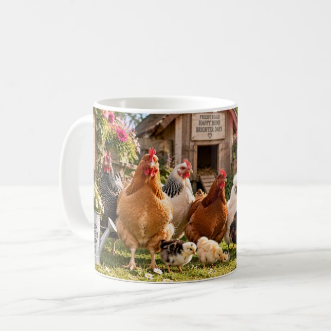 Caneca De Café A Vida é Melhor Com Galinhas (Frente Esquerda)