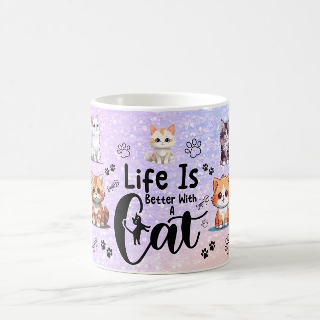 Caneca De Café a vida é melhor com gatos (Centro)