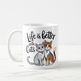 Caneca De Café A vida é melhor com gatos - Design de gatos adoráv