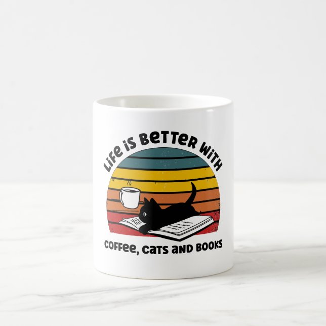 Caneca De Café A vida é melhor com gatos e livros (Centro)