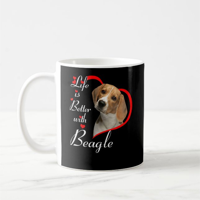 Caneca De Café A Vida É Melhor Com O Beagle (Esquerda)