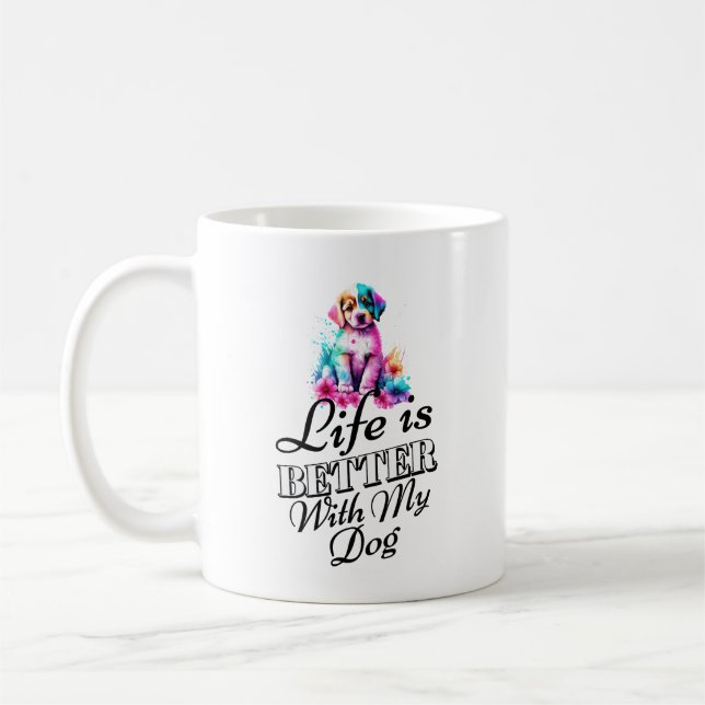 Caneca De Café a vida é melhor com o cão Mug design (Esquerda)
