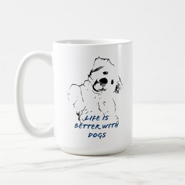 Caneca De Café A vida é melhor com os cachorros. (Esquerda)