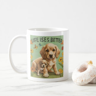 Caneca De Café a vida é melhor com os cães