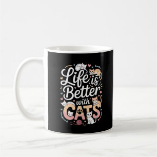 Caneca De Café A vida é melhor com os gatos - o gato bonito e o f