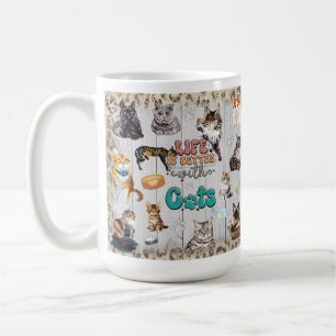 Caneca De Café A Vida É Melhor Com Os Gatos Personalizados