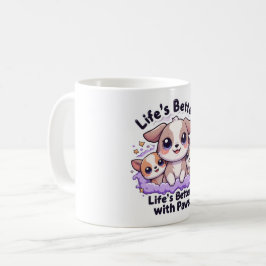 Caneca De Café A vida é melhor com patas e pãozinho para Cachorro