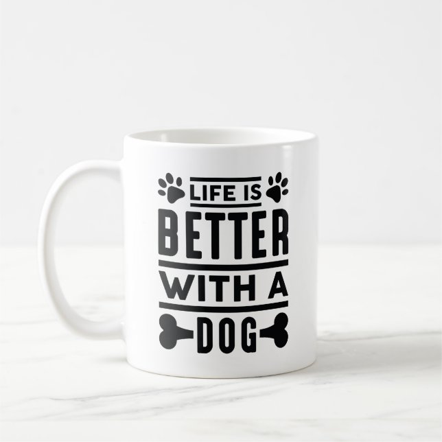 Caneca De Café A Vida É Melhor Com Um Cachorro (Esquerda)