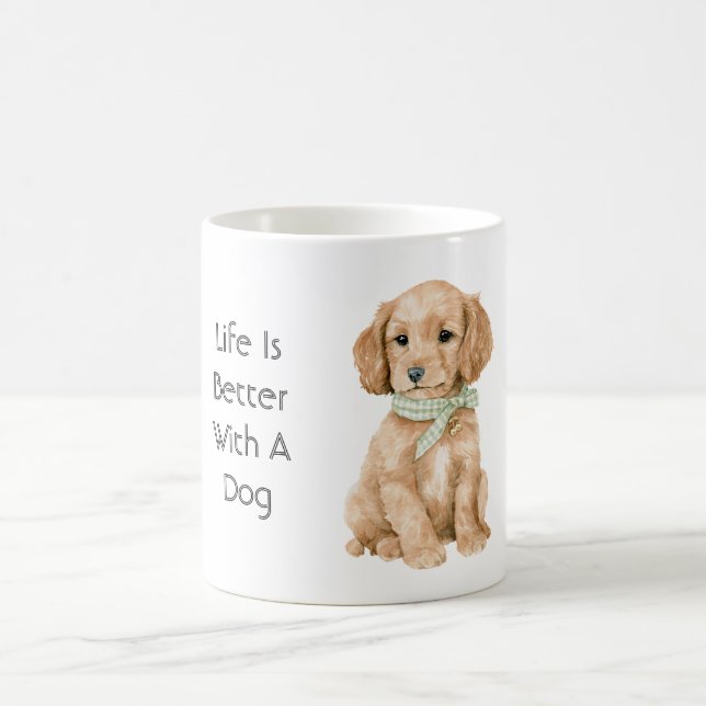 Caneca De Café A Vida é Melhor Com Um Cachorro (Centro)