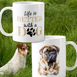 Caneca De Café A Vida é Melhor Com um Cachorro Bullmastiff presen
