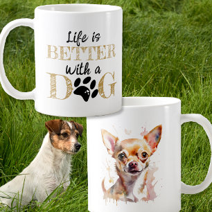 Caneca De Café A Vida é Melhor Com um Cachorro Presente Chihuahua
