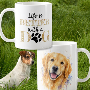 Caneca De Café A Vida é Melhor Com um Cachorro Presente Golden Re