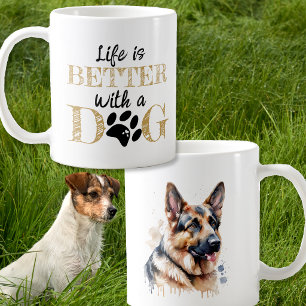 Caneca De Café A Vida é Melhor Com um Cachorro Presente Pastor Al