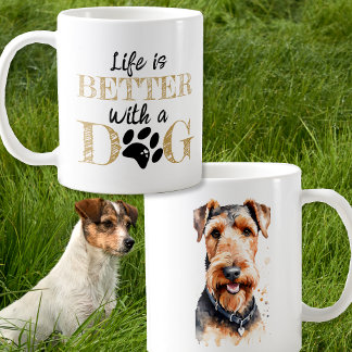 Caneca De Café A Vida é Melhor Com um Cão Presente do Airedale te