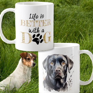 Caneca De Café A Vida é Melhor Com Um Cão presente Labrador preto