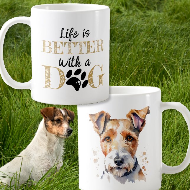 Caneca De Café A Vida é Melhor Com um Fox Terrier Presente (Criador carregado)