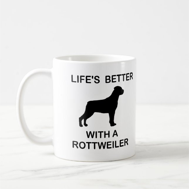 Caneca De Café A vida é melhor com um rottweiler (Esquerda)