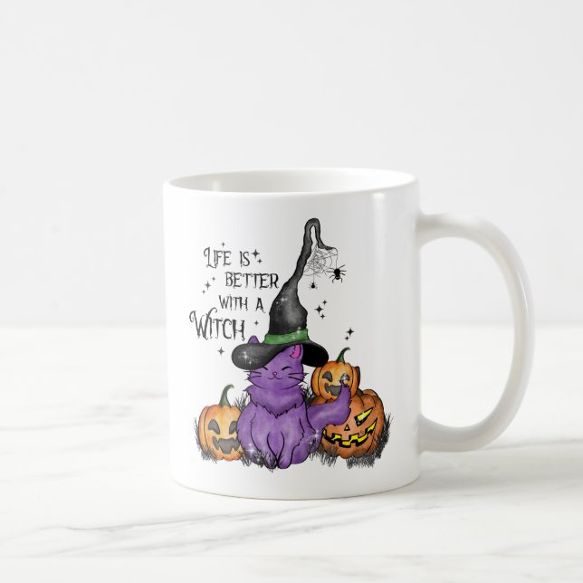 Caneca De Café A Vida É Melhor Com Uma Bruxa (Direita)