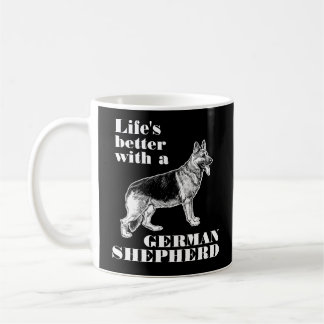 Caneca De Café A vida é melhor com uma citação de German shepherd