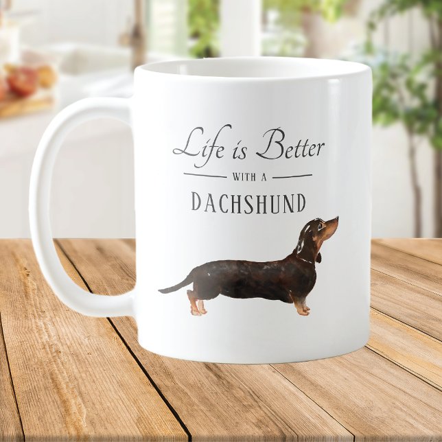 Caneca De Café A vida é melhor Dachshund (Criador carregado)