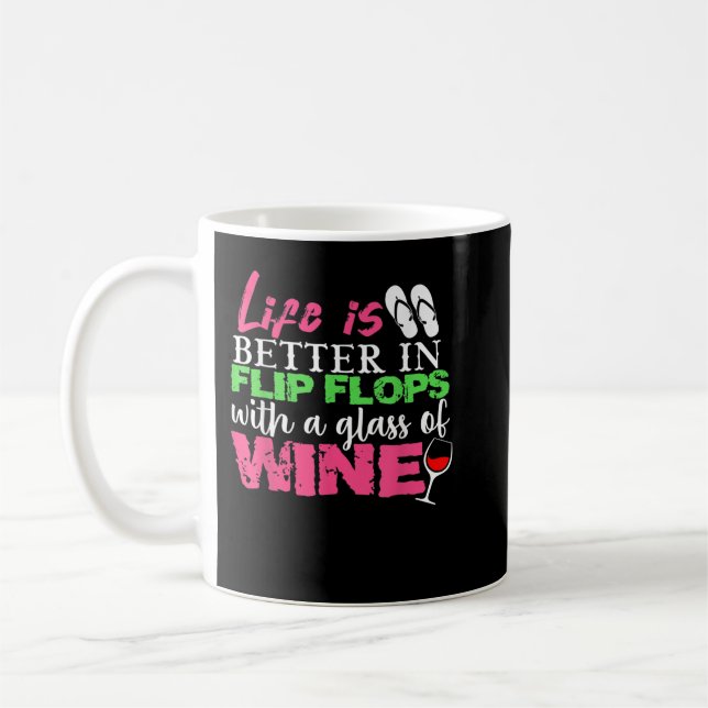 Caneca De Café A Vida É Melhor Em Chinelos Com Vidro (Esquerda)