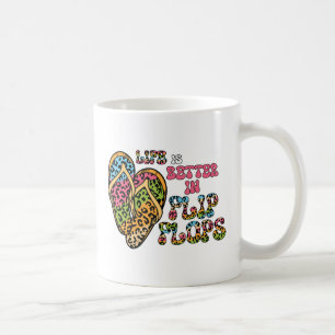 Caneca De Café A vida é melhor em Chinelos - Víblias de Verão