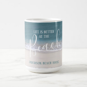 Caneca De Café A vida é melhor fotos da água e da areia da prai