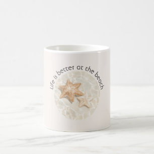 Caneca De Café A vida é melhor na estrela-do-mar da praia