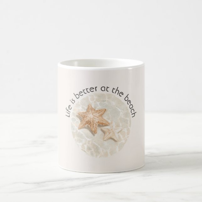 Caneca De Café A vida é melhor na estrela-do-mar da praia (Centro)