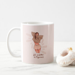 Caneca De Café A vida é melhor na garota de pijama.