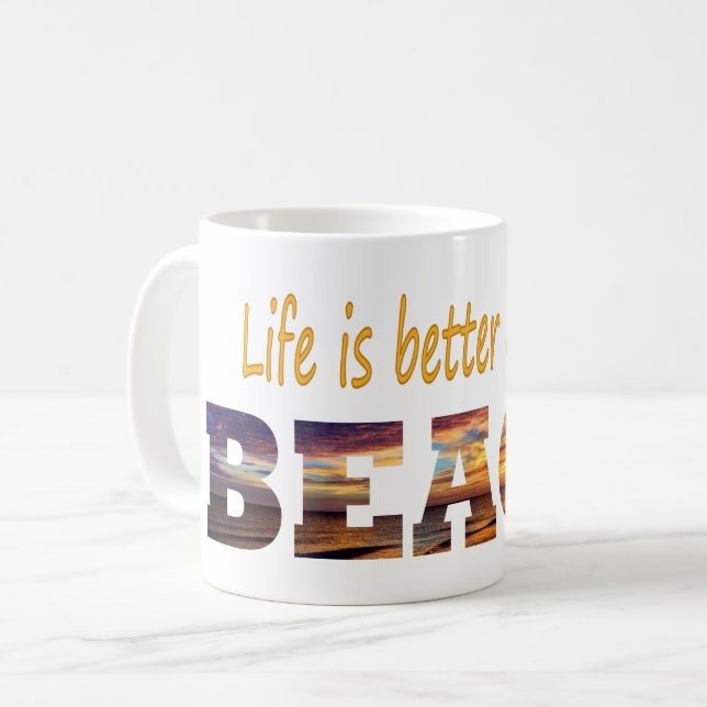 Caneca De Café A vida é melhor na praia (Frente Esquerda)