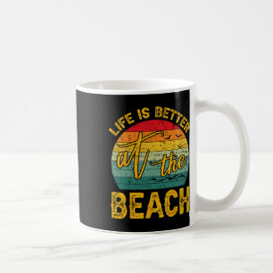 Caneca De Café A Vida É Melhor Na Praia Palmeiras Retrô Verão