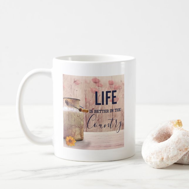 Caneca De Café A vida é melhor nas citações do país com lata (Com Donut)
