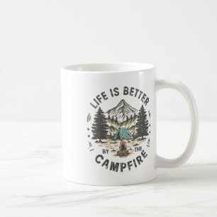Caneca De Café A Vida É Melhor No Fogo De Acampamento Divertido A