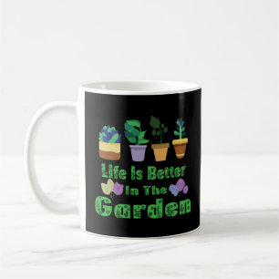 Caneca De Café A Vida É Melhor No Jardim