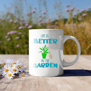 Caneca De Café A Vida É Melhor No Jardim