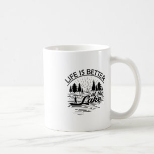Caneca De Café A Vida É Melhor No Lago Humorístico Amante De Barc