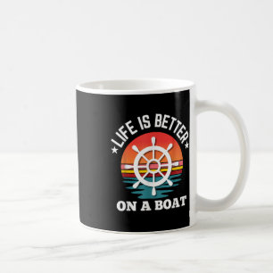 Caneca De Café A Vida É Melhor No Volante De Um Barco Retro Barco