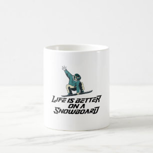 Caneca De Café a vida é melhor num snowboard