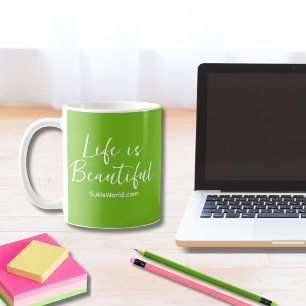 Caneca De Café A vida é um belo site de Marcas de blogs - Verde