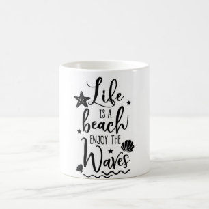 CANECA DE CAFÉ A VIDA É UMA PRAIA GOZAR DAS ONDAS