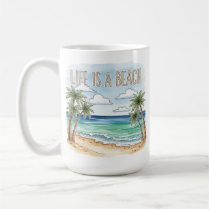 Caneca De Café "A vida é uma praia" Oceano Tropical de Palma