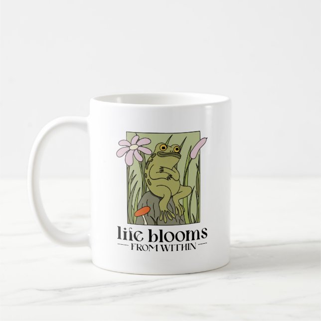 Caneca De Café A Vida Floresce Por Dentro (Esquerda)